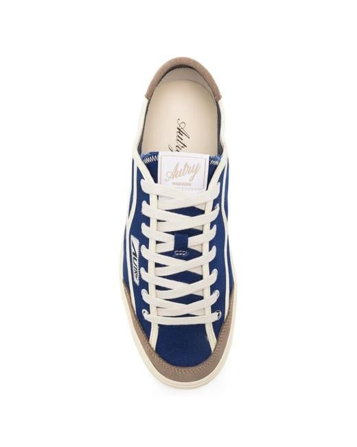 Autry Blue Windscape Logo-Patch Sneakers for men