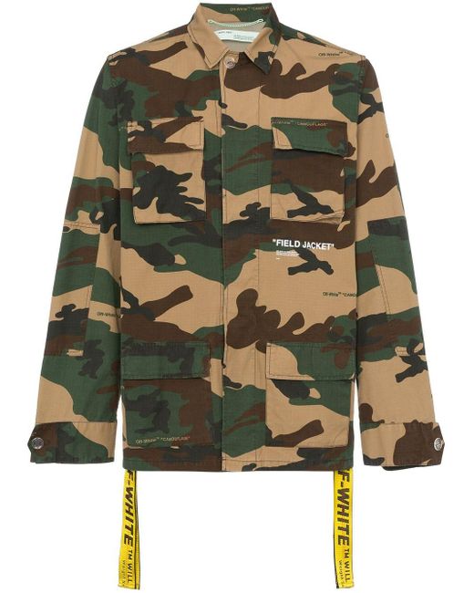 Off-White c/o Virgil Abloh Green Camouflage Cotton Field Jacket for men