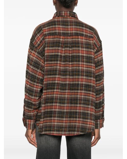 R13 Brown Plaid Buttoned Shirt