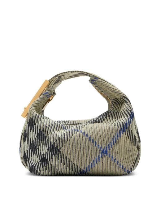 Burberry Metallic Mini Peg Checked Tote Bag