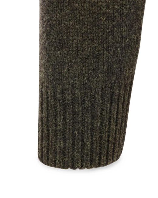 Jil Sander Green Crew-Neck Wool Sweater for men