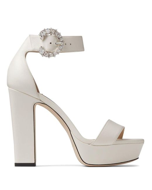 Jimmy Choo Leather Mionne 120mm Platform Sandals in White | Lyst