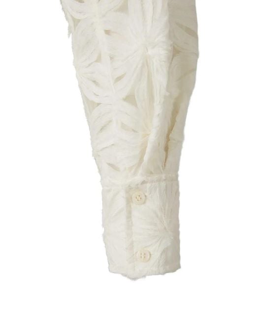 Jonathan Simkhai White Floral Buttoned Shirt