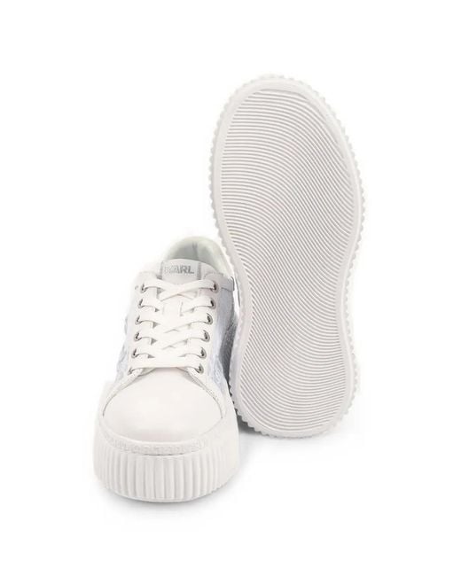 Karl Lagerfeld White Kreeper Orchid Low-Top Sneakers