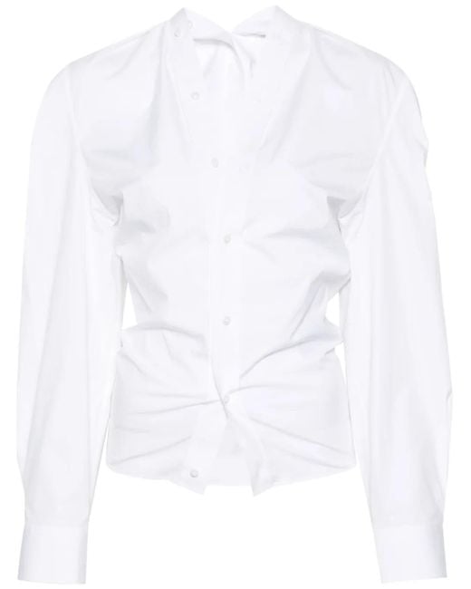 ALAINPAUL White Stretch-Cotton Poplin Button-Down Shirt
