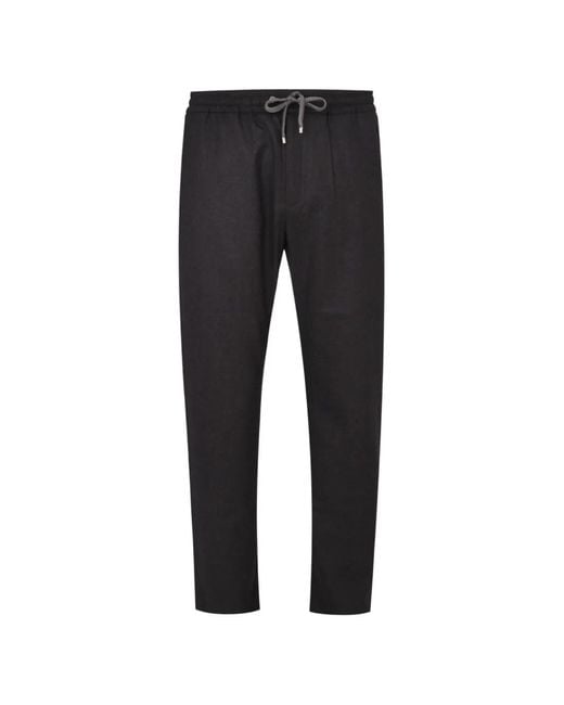 Agnona Black Wool Flannel Straight Trousers for men