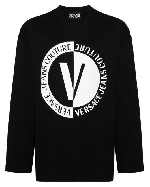 Versace Black Logo-print Cotton Sweatshirt for men