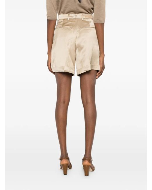 Briglia 1949 Natural Isabellew Pleated Cuffed Shorts