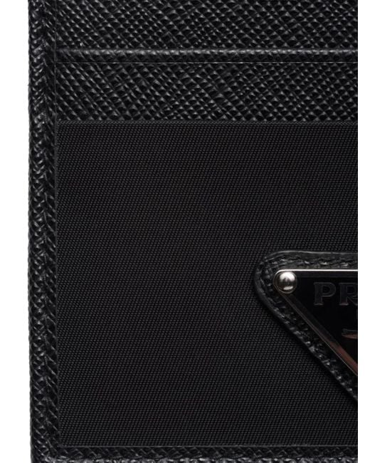 Prada Black Triangle-Logo Leather Wallet for men