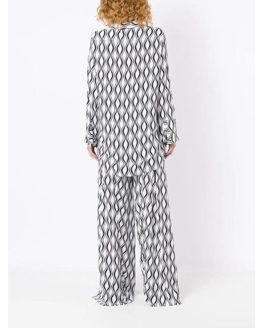 Amir Slama White Long Wave-Print Shirt