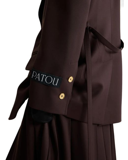 Patou Brown Single-Breasted Belted Jacket