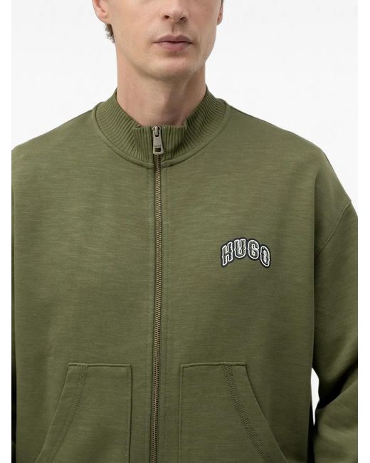 HUGO Green Logo-Patch Zip-Up Sweatshirt for men