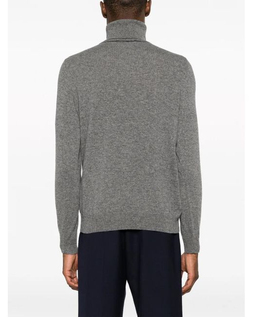 Zanone Gray Mélange-Effect Roll-Neck Jumper for men