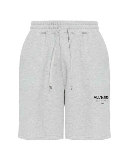 AllSaints Gray Underground Drawstring Shorts for men