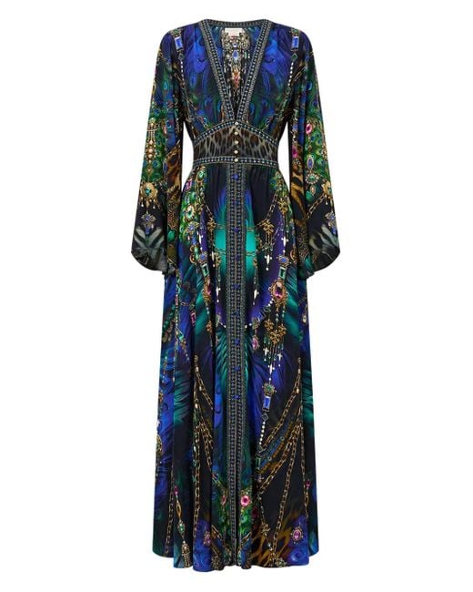 Camilla Blue Kleid mit gerafften Details