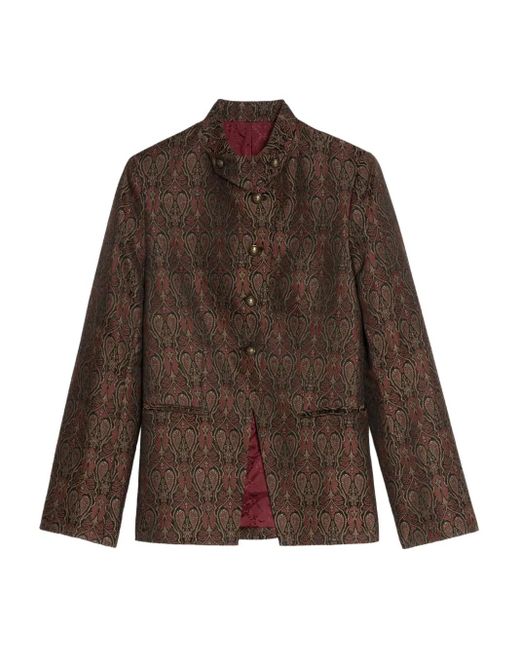 Zadig & Voltaire Brown Verysa Paisley-Print Mandarin-Collar Blazer