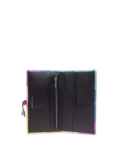 Kurt Geiger Purple Diagonal Stripes Leather Wallet