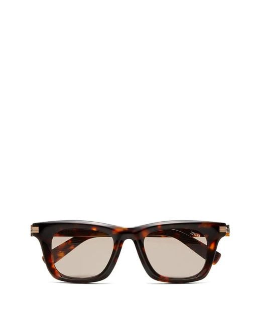 Zegna Brown Tortoiseshell Cat-Eye Sunglasses for men