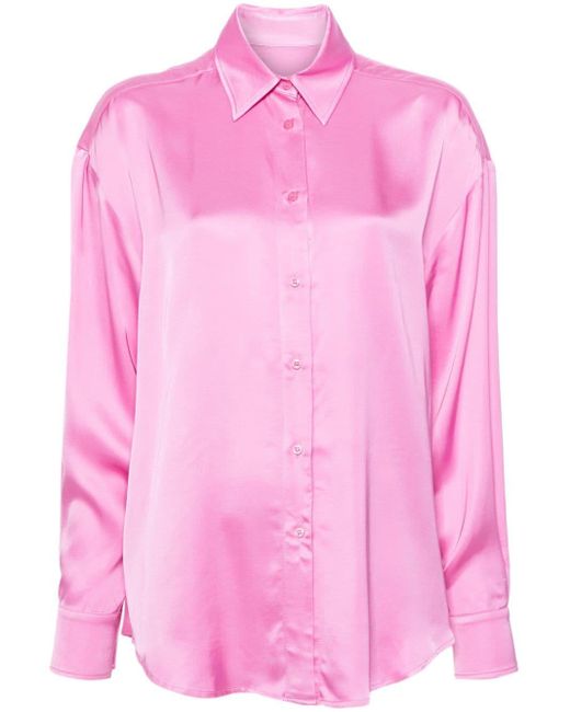 Chiara Ferragni Pink Long-sleeves Satin Shirt