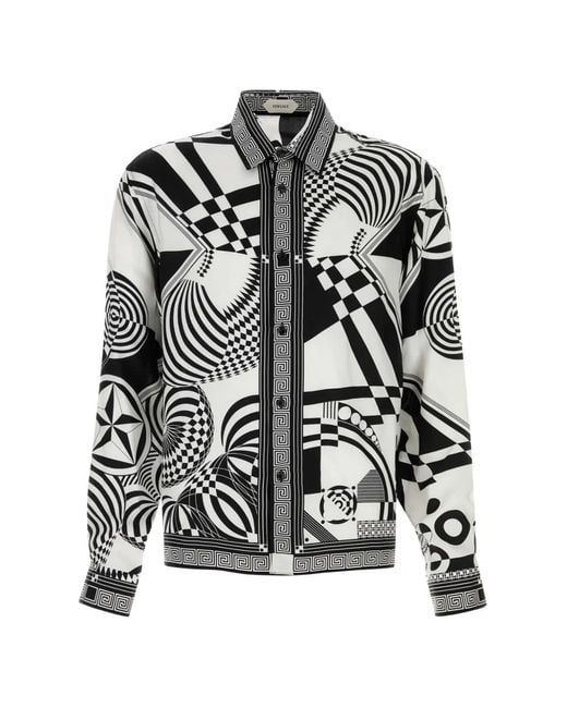 Versace Black Medusa Collage Print Silk Shirt for men