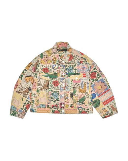 Bimba Y Lola Metallic Printed Denim Jacket
