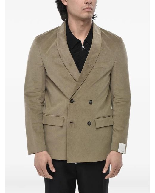 Paolo Pecora Green Double-Breasted Shawl-Lapel Blazer for men
