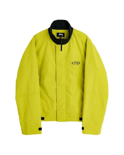 Stussy Yellow Mx Logo-Print High-Neck Jacket
