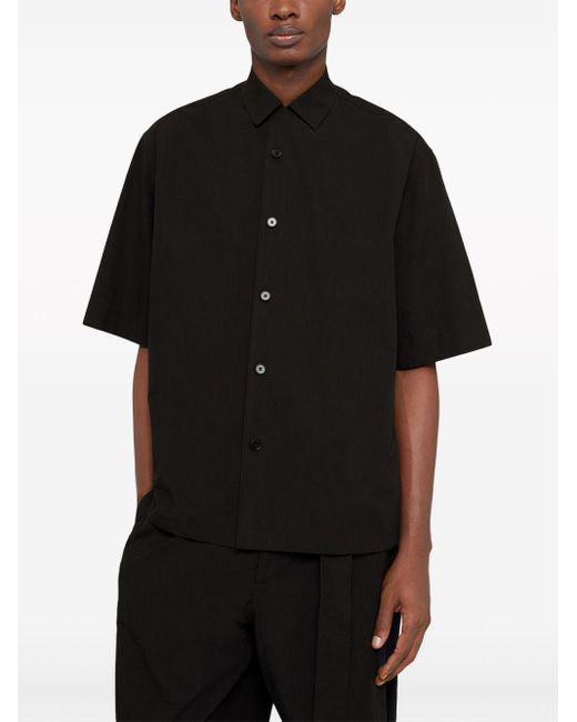 Camicia nera maniche corte di Jil Sander in Black da Uomo