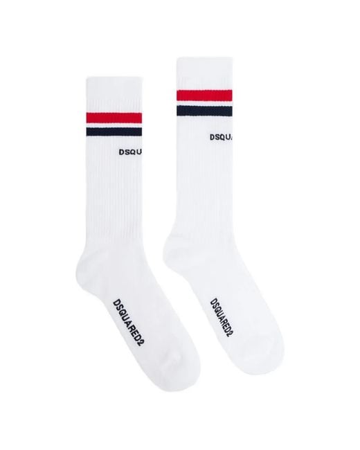 DSquared² Gestreepte Sokken in het White voor heren