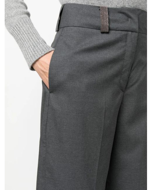 Fabiana Filippi Gray Pressed-Crease Wool Cropped Trousers