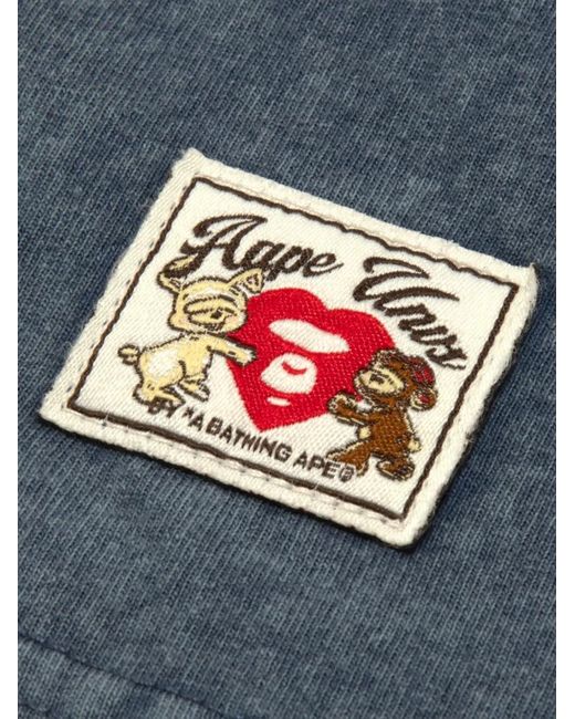 Aape By A Bathing Ape Blue Graphic Appliqué T-Shirt