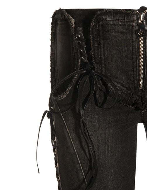 Blumarine Gray Lace-Up Jeans