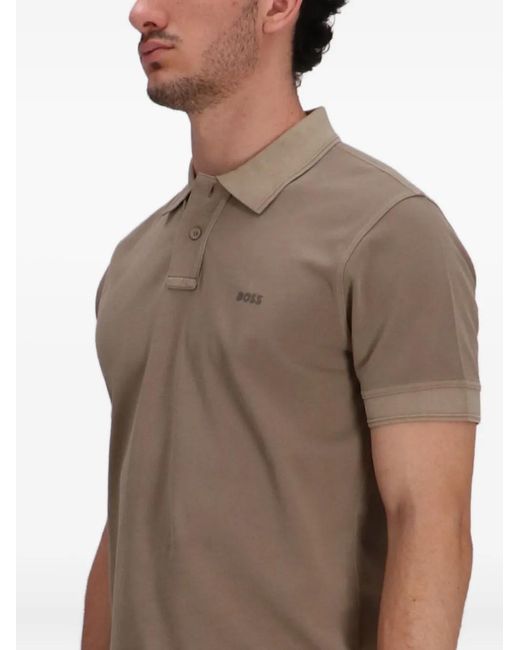 Boss Brown Logo-Detail Polo Shirt for men