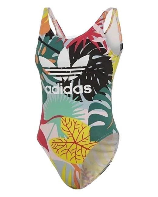 Adidas Green Tropicalage-Print Bodysuit
