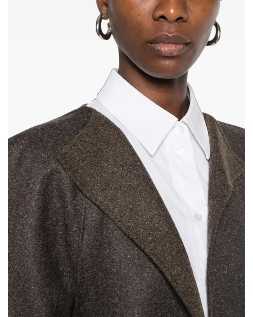 Ruohan Brown Perim Notched-Lapels Open-Front Coat