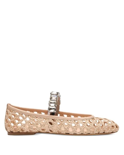 Casadei Pink Versilia Crystal-Embellished Ballet Flats