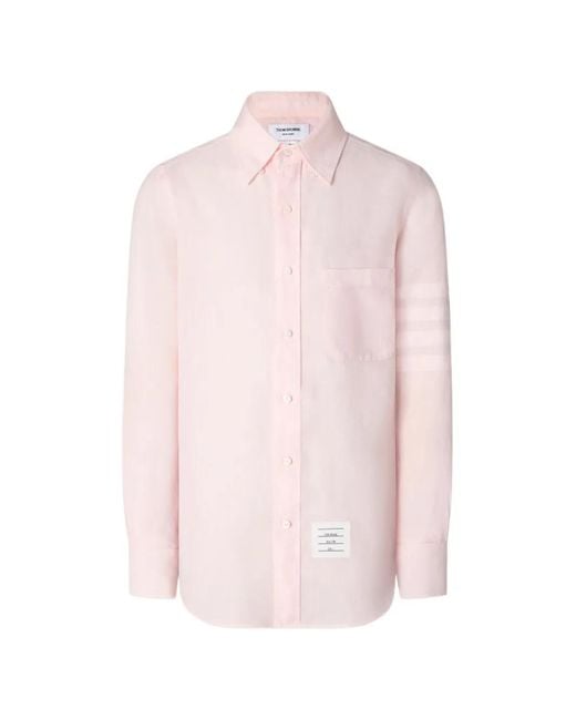 Thom Browne Pink 4-Bar Linen Shirt for men