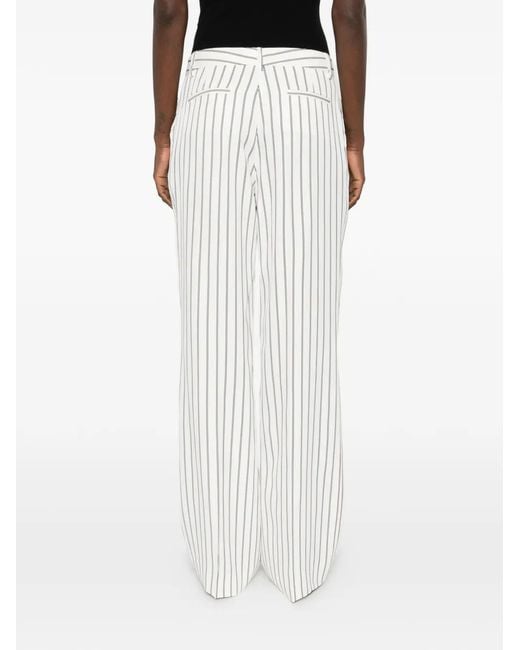 P.A.R.O.S.H. White Striped-Pattern Trousers
