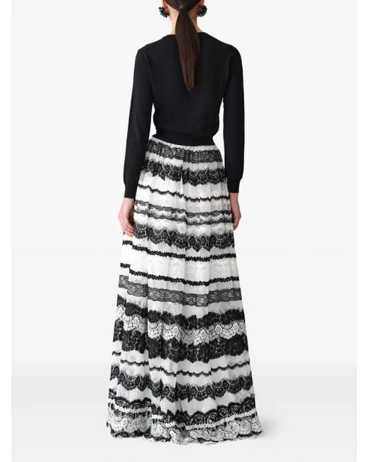 Carolina Herrera Gray Lace-Embellished Ball Skirt