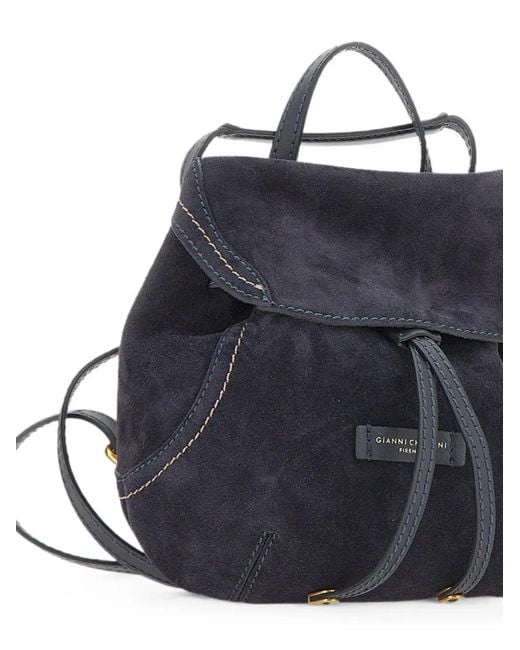 Gianni Chiarini Blue Small Violette Suede Backpack