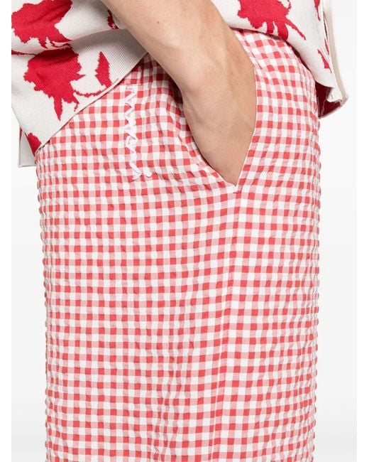 Marni Red Gingham Seersucker Shorts for men