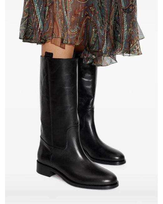 Aeyde Black Theo Knee-High Leather Boots