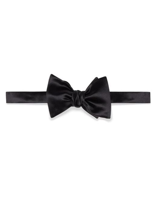 Brunello Cucinelli Black Logo-Patch Bow Tie for men