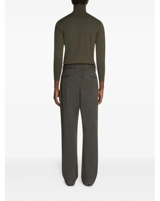 Dries Van Noten Gray Cotton Straight-Leg Trousers for men