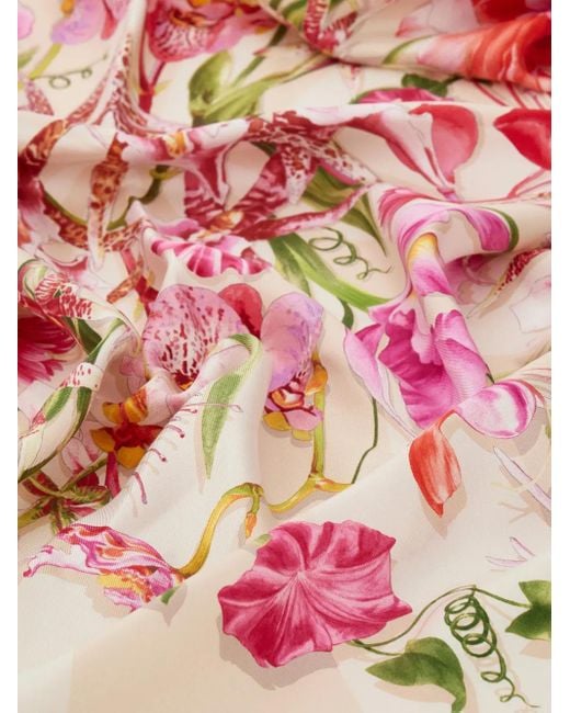 Ferragamo Pink Printed Silk Foulard
