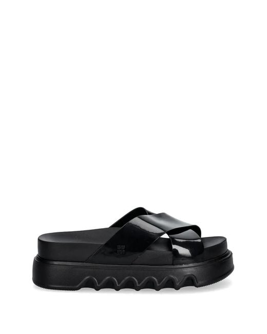 Melissa Black Cozy Cross Platform Slides