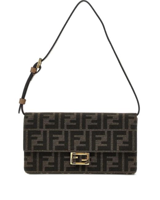 Fendi Black FF Baguette Jacquard-Portemonnaie