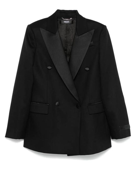 Versace Black Satin-Lapels Blazer