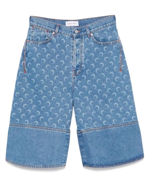 MARINE SERRE Blue Moon Denim Bermuda Shorts for men