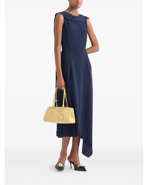 Prada Women's Blue Asymmetric Satin Midi Dress